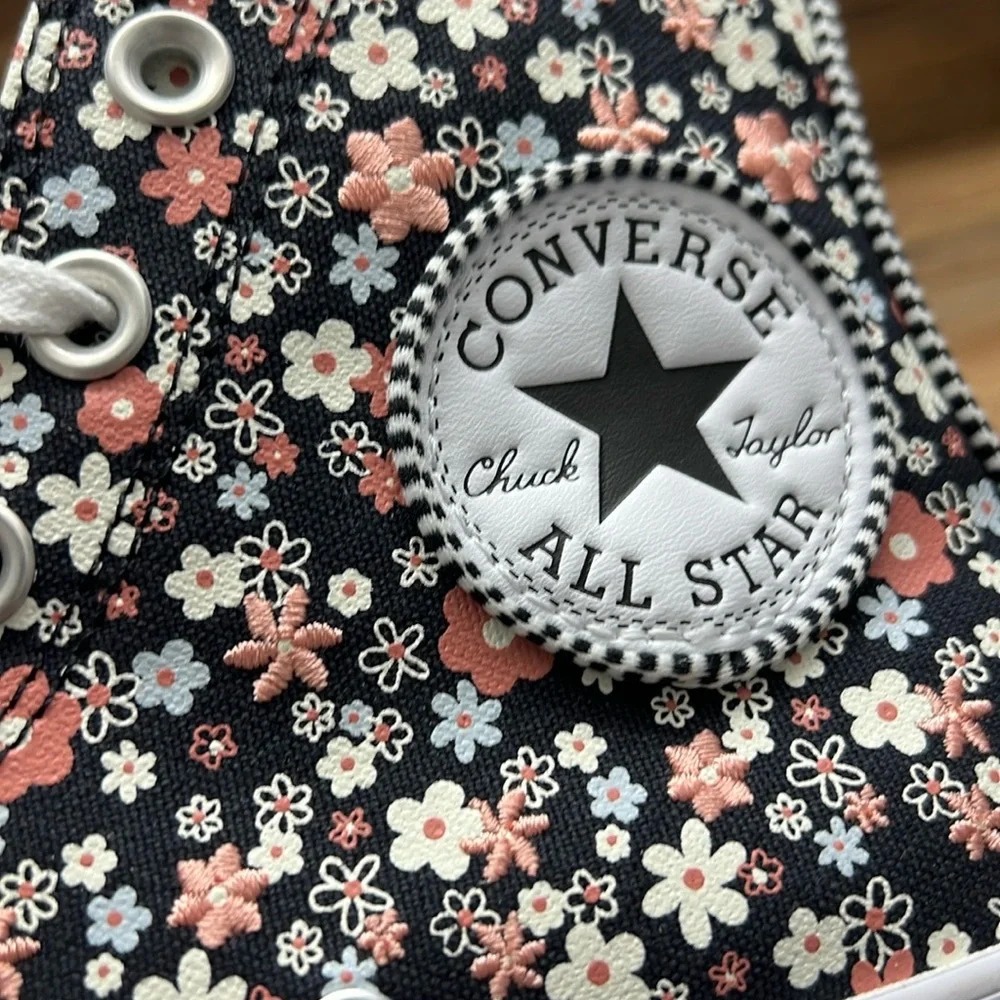 Converse Women's Floral High-Top Sneakers - Black and White